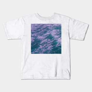 Blue Pink Ocean Waves Pattern Kids T-Shirt